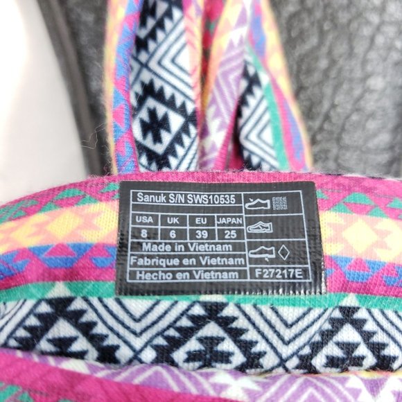 Sanuk Womens Yoga Sling 2 Sandals Size 8 Multicolor Tribal Straps & Black Soles - Picture 8 of 9